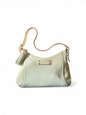 kate spade Cream Leather Shoulder Hobo with Tassel
